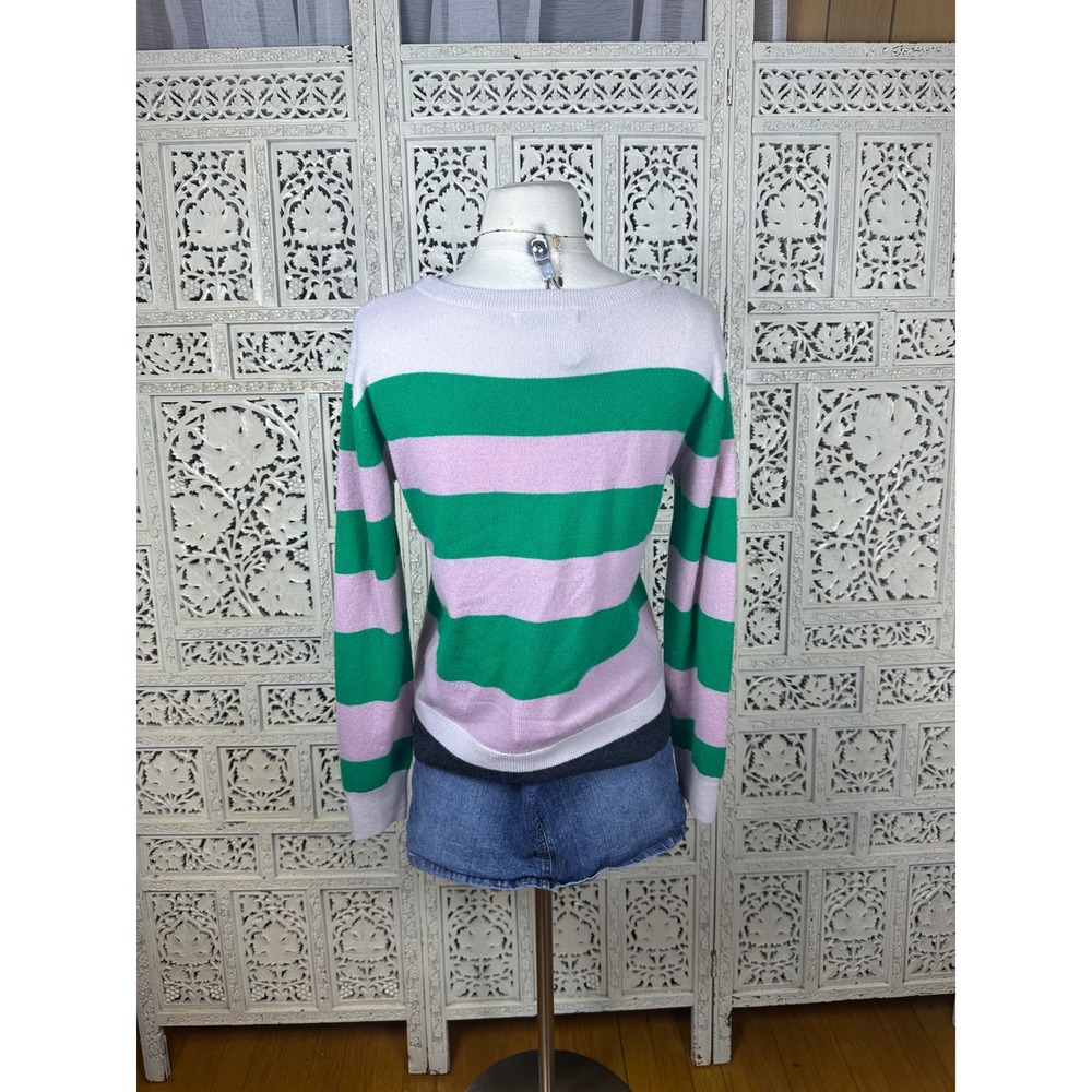 Tsumori Chisato Pink & Green 100%Cashmere Striped Long Sleeve Crew Neck Sweater - Picture 5 of 8
